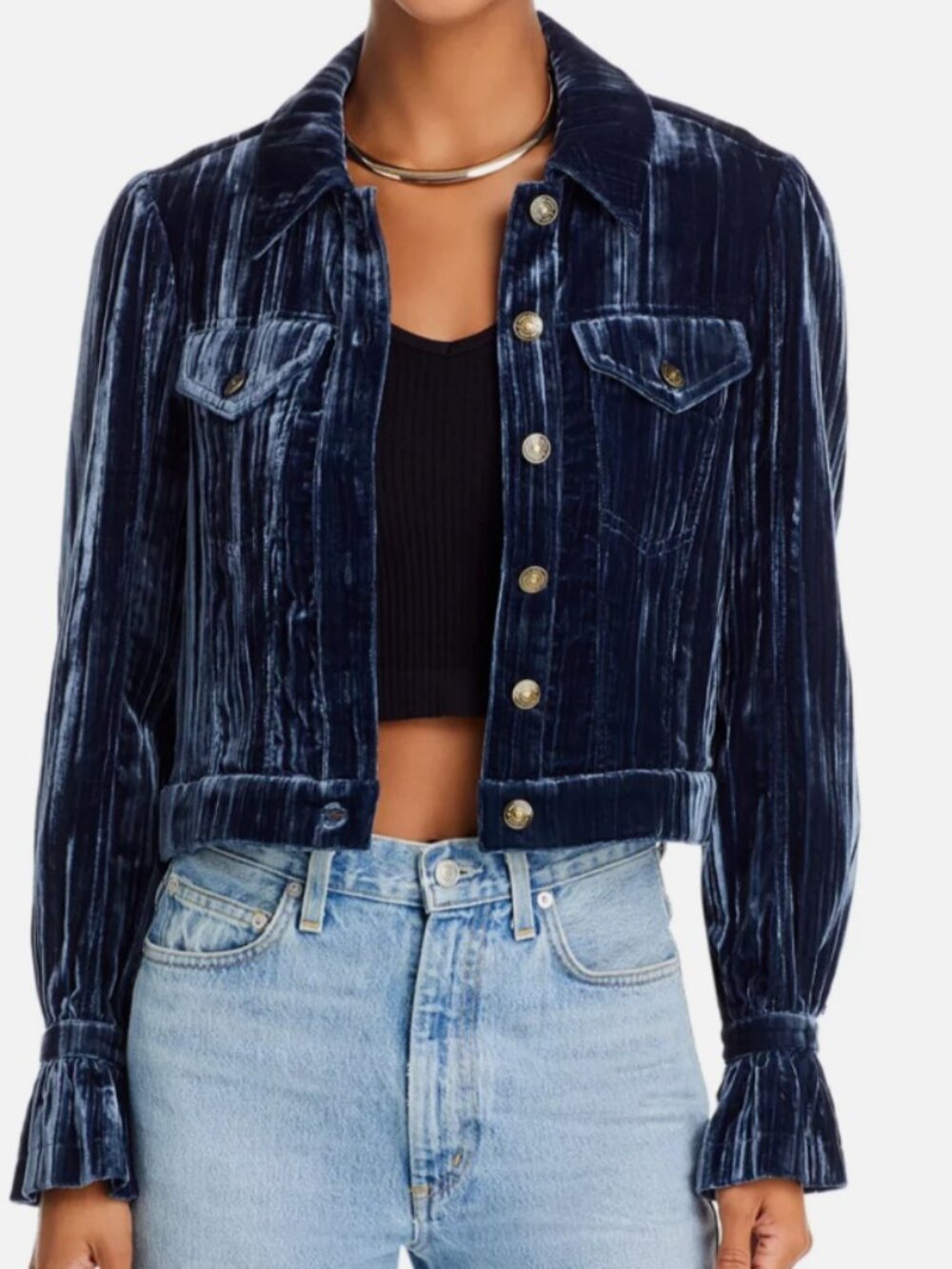 Cinq à Sept ZJ5007046Z Women's Crushed Velvet Dillon Jacket Peacock Blue S NWT